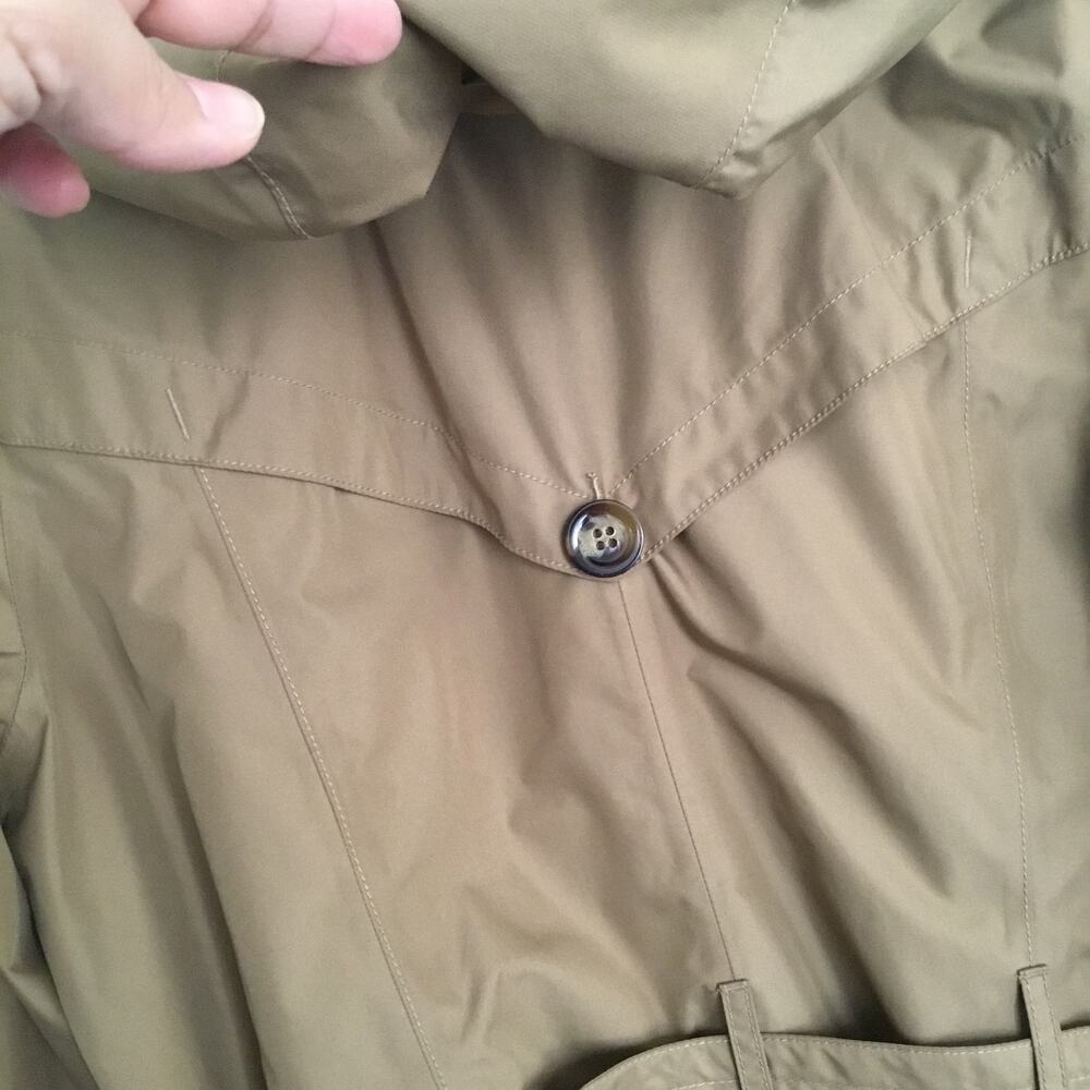 EDDIE BAUER Hooded Trench Coat Fully lined Khaki Sz L - Picture 6 of 11